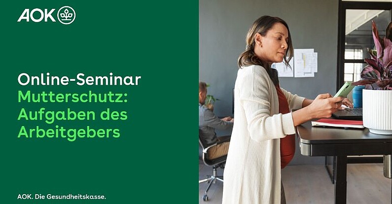 Online-Seminar "Mutterschutz: Aufgaben des Arbeitgebers" Titelfolie der Präsentation zum Online-Seminar "Mutterschutz: Aufgaben des Arbeitgebers"