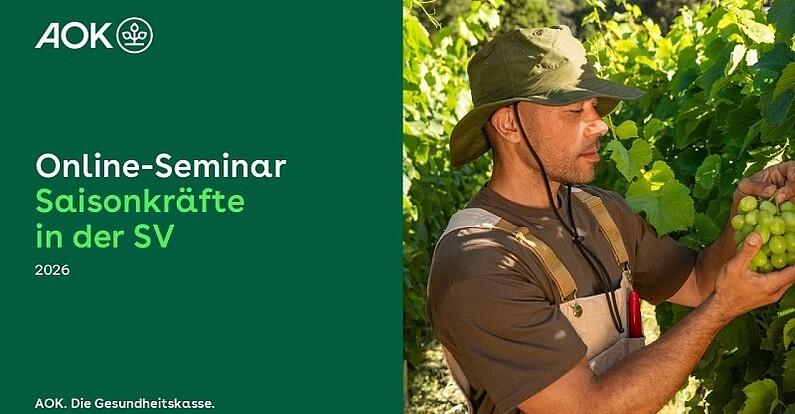 Online-Seminar "Saisonkräfte" Titelfolie der Präsentation zum Online-Seminar "Saisonkräfte"