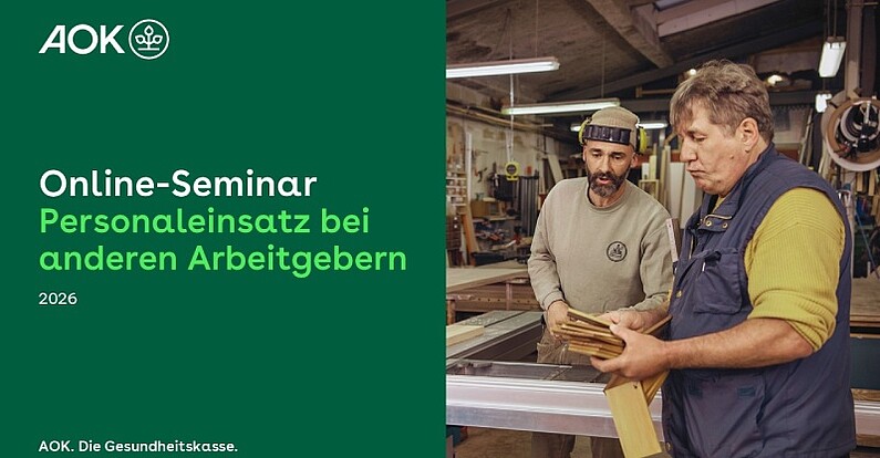 Online-Seminar "Personaleinsatz bei anderen Arbeitgebern" Titelfolie der Präsentation zum Online-Seminar "Personaleinsatz bei anderen Arbeitgebern"