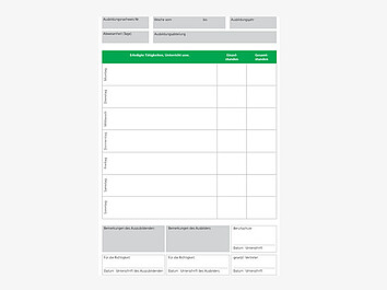 Ausbildungsnachweisheft - Abbildung des Wochenplans