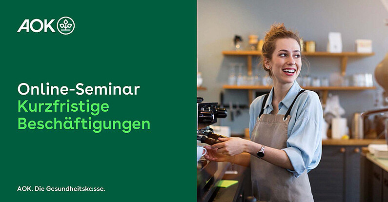 Online-Seminar „Kurzfristige Beschäftigungen“: Frau arbeitet als Barista