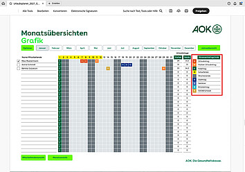 Urlaubsplaner 2027: Monatsübersicht Grafik