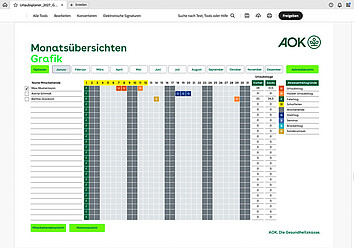 AOK-Urlaubsplaner 2027: Monatsübersicht