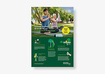 Cool bleiben trotz Hitze BGF-Poster 03/2025 Cool bleiben trotz Hitze: Zwei Frauen beim Yoga im Park