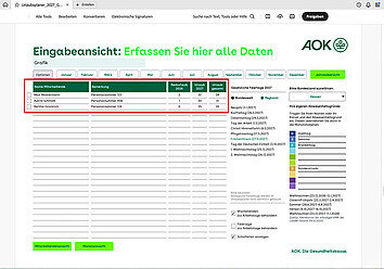 AOK-Urlaubsplaner 2027: Eingabe Mitarbeitende