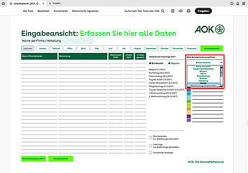 AOK-Urlaubsplaner 2027: Auswahl Bundesland