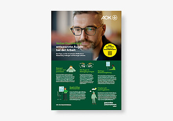 Entspannte Augen bei der Arbeit BGF-Poster 04/2025 Entspannte Augen bei der Arbeit: Mann schaut auf einen Bildschirm
