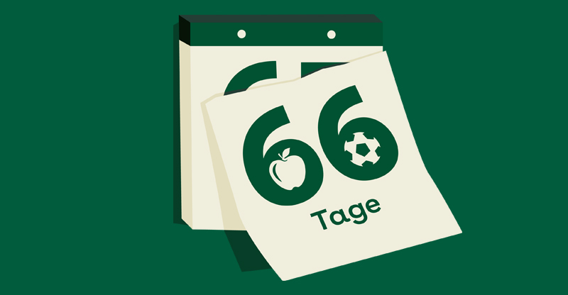 AOK-Mitglied werden: Illustration zeigt grün-weißen Abrisskalender mit der Aufschrift „66 Tage“ AOK-Mitglied werden: Illustration zeigt grün-weißen Abrisskalender mit der Aufschrift „66 Tage“