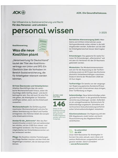 gesundes unternehmen – personal wissen 3-2025: Magazinseite mit kleiner Grafik einer Checkliste gesundes unternehmen – personal wissen 3-2025: Magazinseite mit kleiner Grafik einer Checkliste