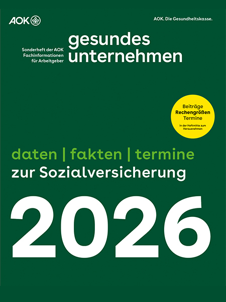 gesundes unternehmen – daten | fakten | termine zur Sozialversicherung 2026: Magazincover gesundes unternehmen – daten | fakten | termine zur Sozialversicherung 2026: Magazincover