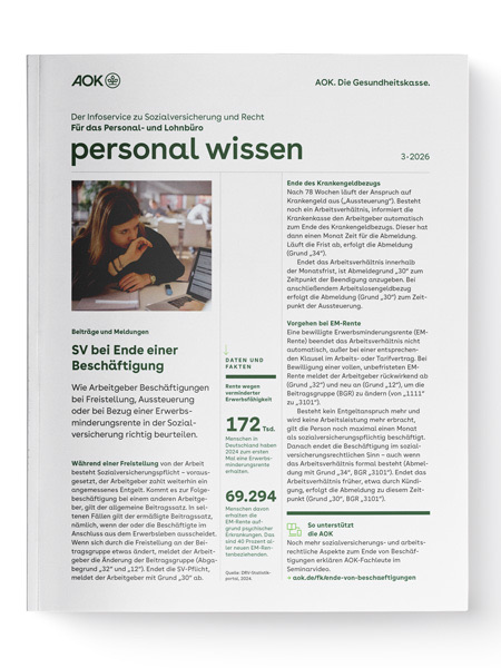 gesundes unternehmen – personal wissen 3-2026: Magazinseite mit kleinem Bild zeigt eine Frau am Rechner. gesundes unternehmen – personal wissen 3-2026: Magazinseite mit kleinem Bild zeigt eine Frau am Rechner.