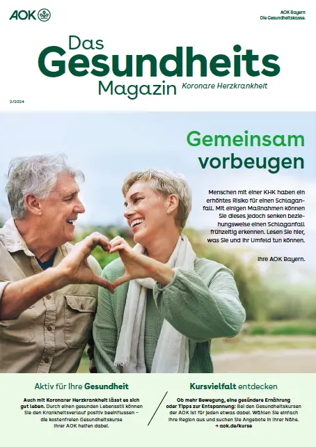 Titelseite AOK-Gesundheitsmagazin KHK – Ausgabe 2/2024 der AOK Bayern