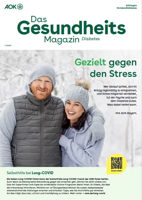 Titelseite AOK-Gesundheitsmagazin COPD – Ausgabe 1/2025 der AOK Bayern