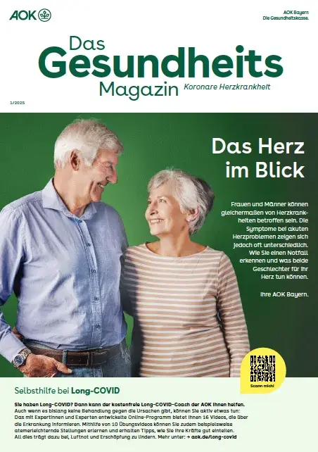 Titelseite AOK-Gesundheitsmagazin KHK – Ausgabe 1/2025 der AOK Bayern