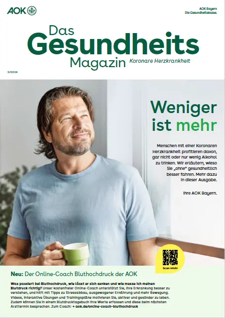 Titelseite AOK-Gesundheitsmagazin KHK – Ausgabe 3/2024 der AOK Bayern