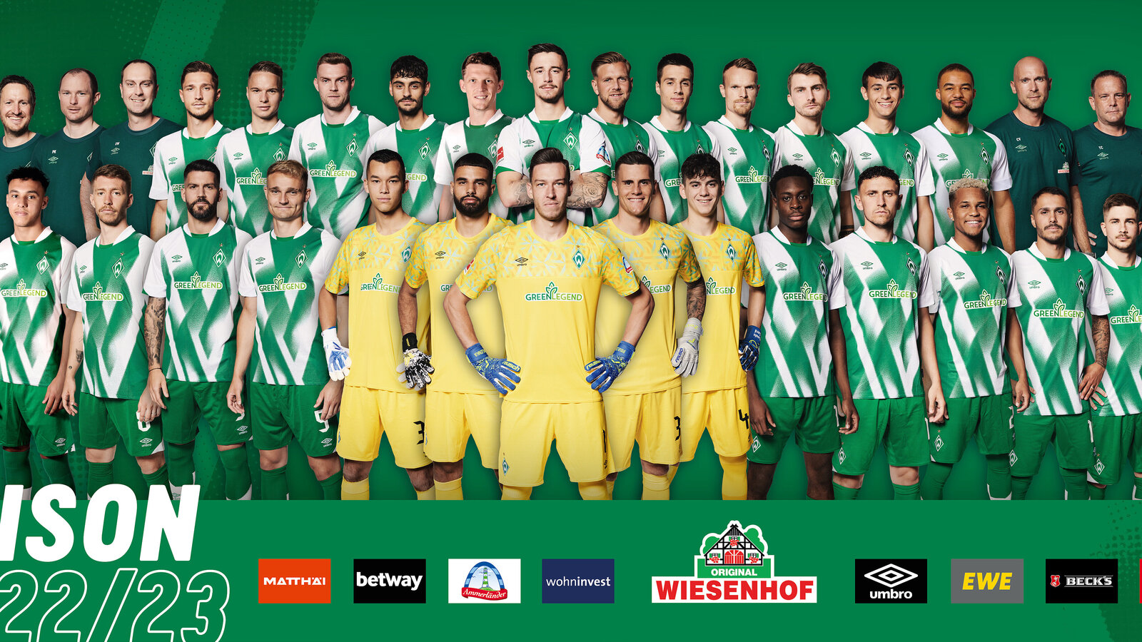 Auf dem Bild ist die Werder-Mannschaft 2023/24 zu sehen. 