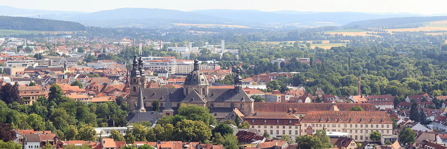 Panoramablick auf die Stadt Fulda mit dem Dom St. Salvator.