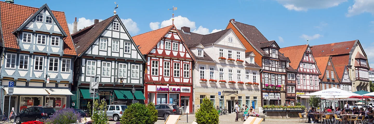 Fachwerkhäuser in der Altstadt von Celle in Niedersachsen.