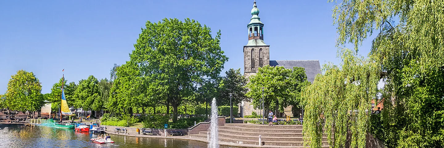 Brunnen in der Vechte im Zentrum von Nordhorn.