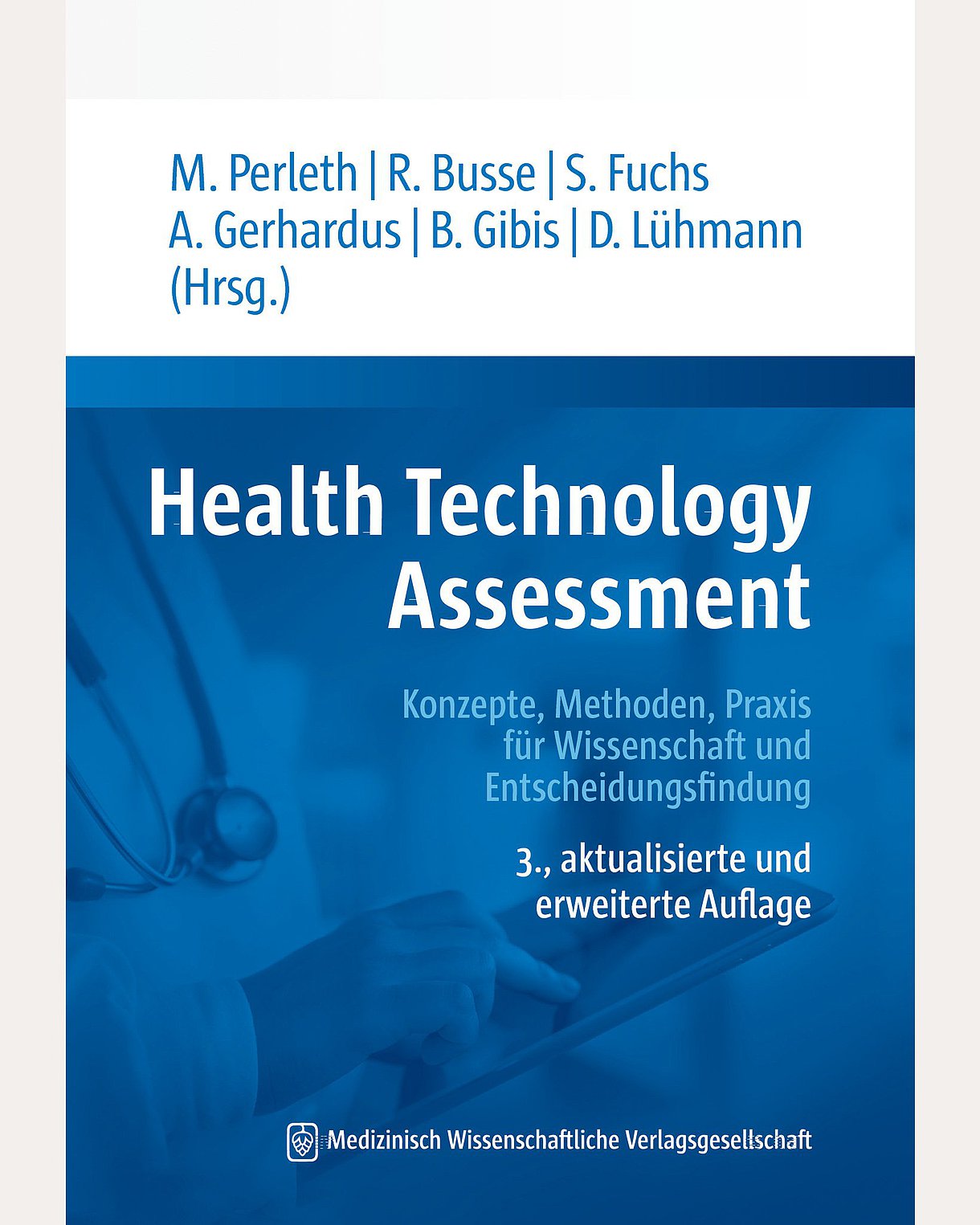 Cover des Buches "Health Technology ­Assessment" in den Farben Blau und Weiß