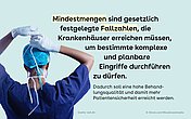 Foto eines Operateurs von hinten, der sich den Kopfschutz anzieht. Daneben sind grafische Elemente, unter anderem ein gelber Störer mit einer Deutschlandkarte.