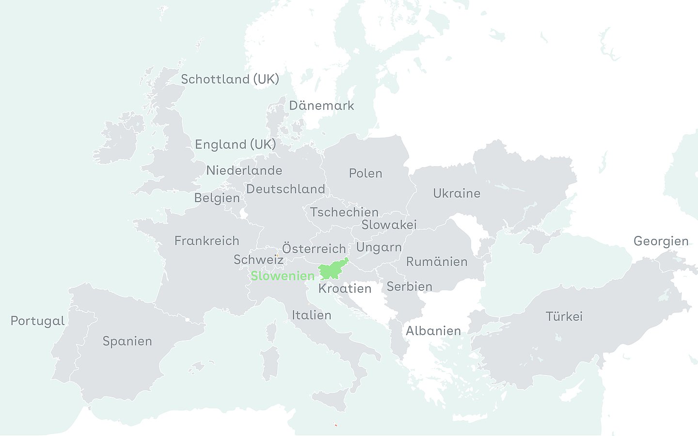 Auf einer Europakarte ist eine Auswahl an Ländern hervorgehoben, die bei einer Umfrage zum Thema Digital Health der WHO Europe teilgenommen haben.
