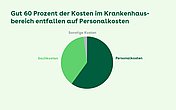 Tortengrafik zeigt die Aufteilung der Krankenhauskosten in Personal- und Sachkosten sowie sonstige Kosten.