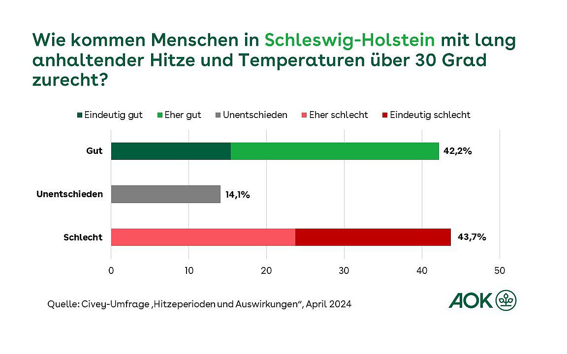 Die Grafik zeigt, wie die Menschen in Schleswig-Holstein mit lang anhaltender Hitze und Temperaturen über 30 Grad zurecht kommen.