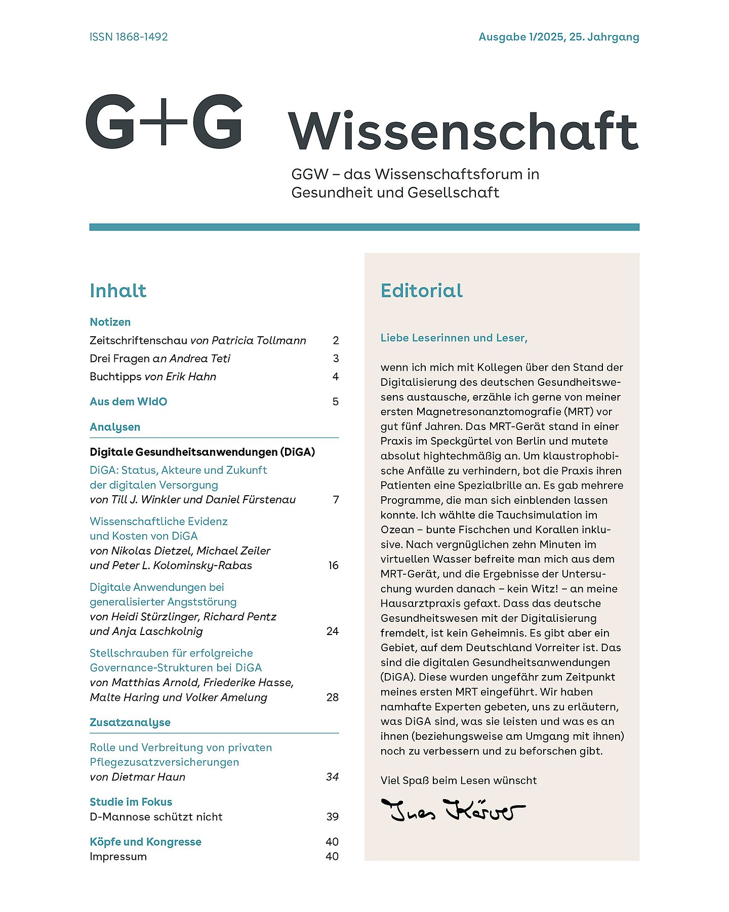 Foto: Titel G+G-Wissenschaft 1/2025.