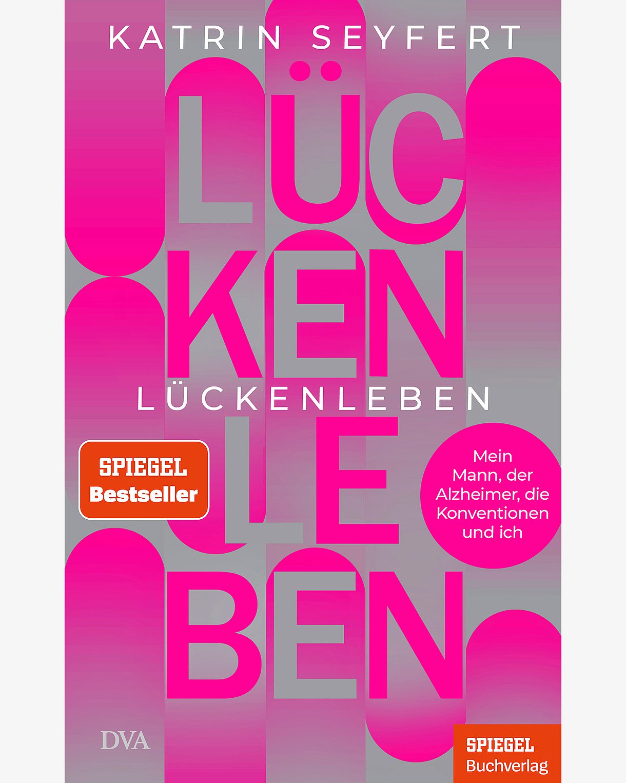 Cover des Buches "Lückenleben" mit pinken Dots im Hintergrund